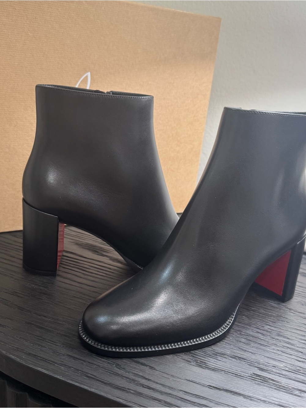 Christian Louboutin Adoxa 70 Leather Booties Black 37 - Picture 4 of 10